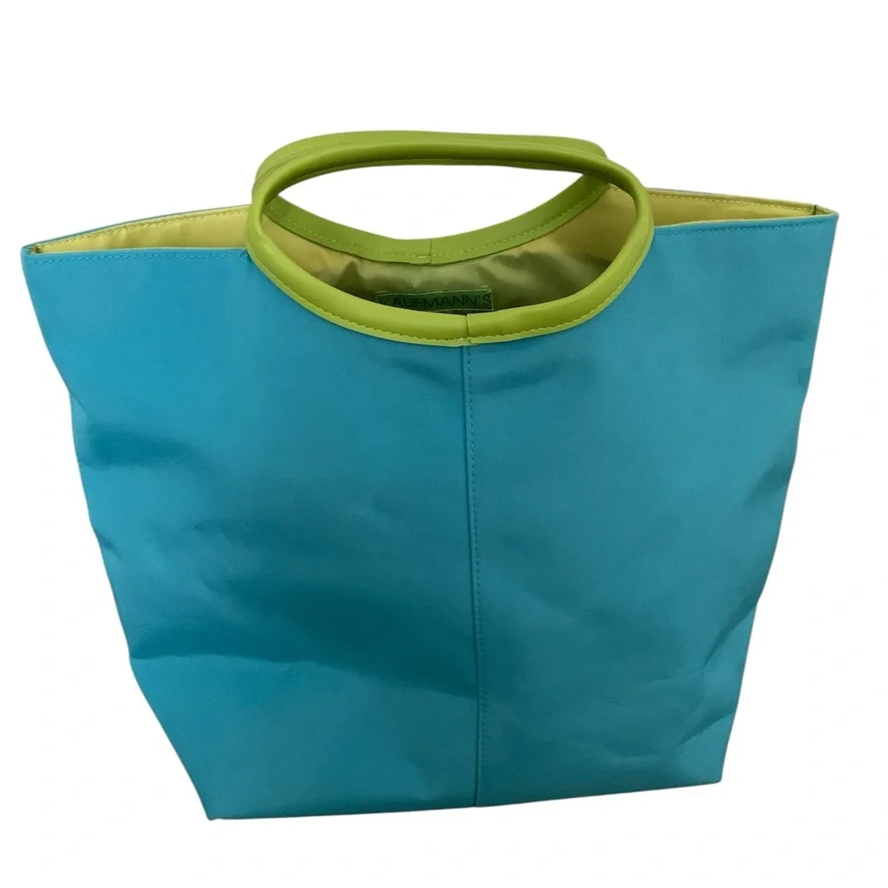Kaufmann’s Vintage Blue Green Cosmetic Travel Bag Zip Tote